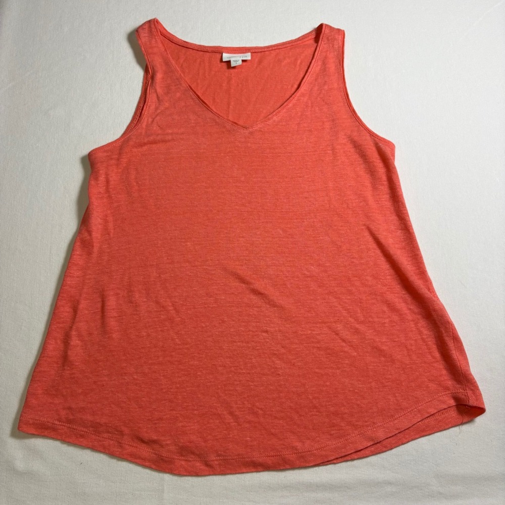 J.Jill, Love Linen Tank Top, S, Coral, V-Neck Sleeveless A-Line